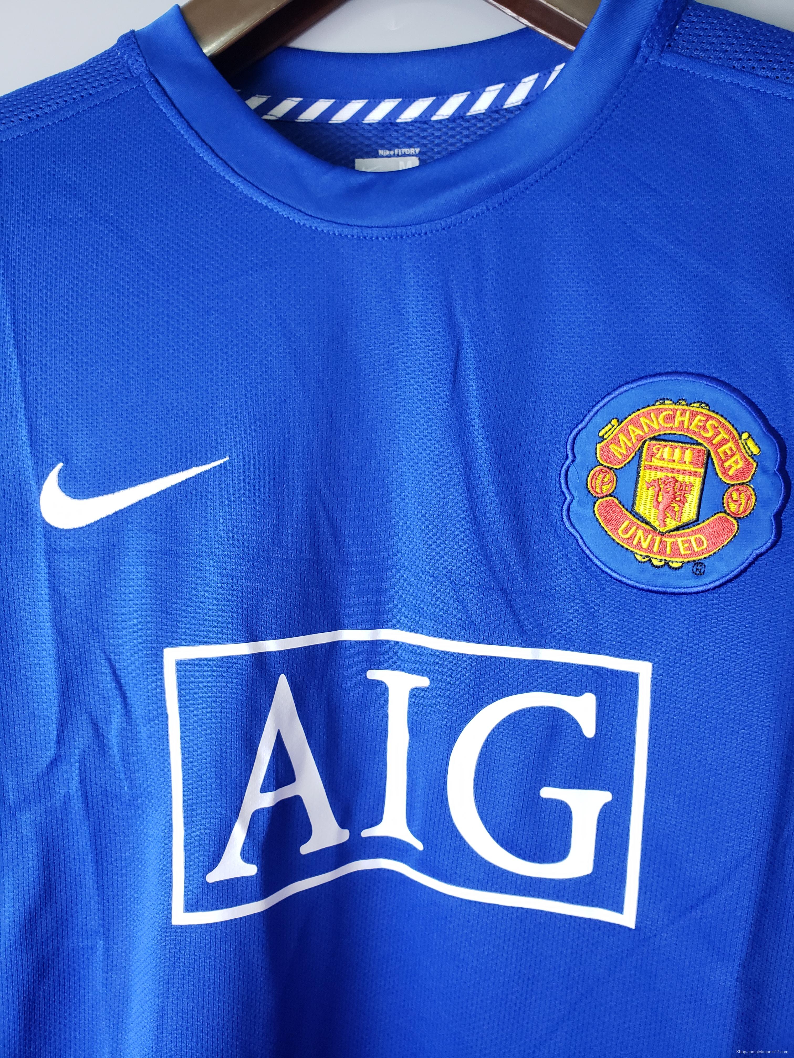 Retro 08/09 Manchester United Third Blue long sleeve Soccer Jersey