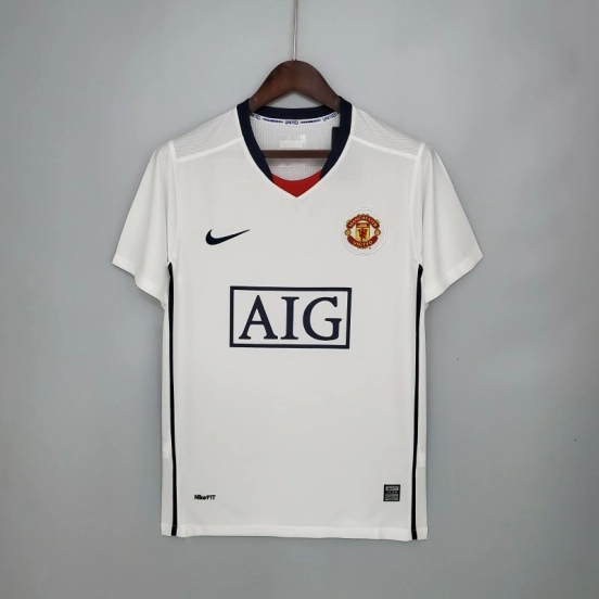 Retro Manchester United 08/09 League Edition away White Soccer Jersey
