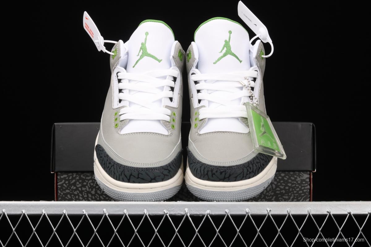 Air Jordan 3 Retro Chlorophyll AJ3 Joe 3 chlorophyll Gray Green manuscript 136064-006