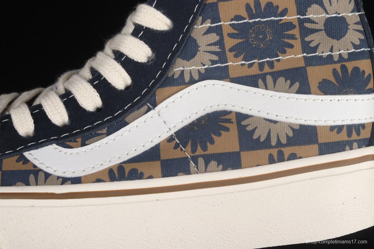 Vans Sk8-Hi 138Dec checkerboard daisies printed high-top casual board shoes VN0A3MV1A5A