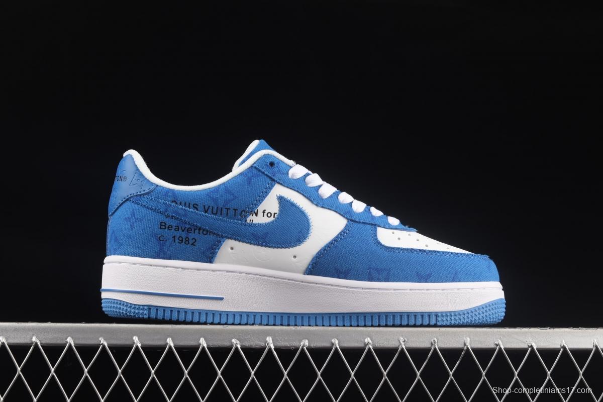 NIKE Air Force 1x07 Low LV printed canvas spliced low-top casual board shoes LA2314-103