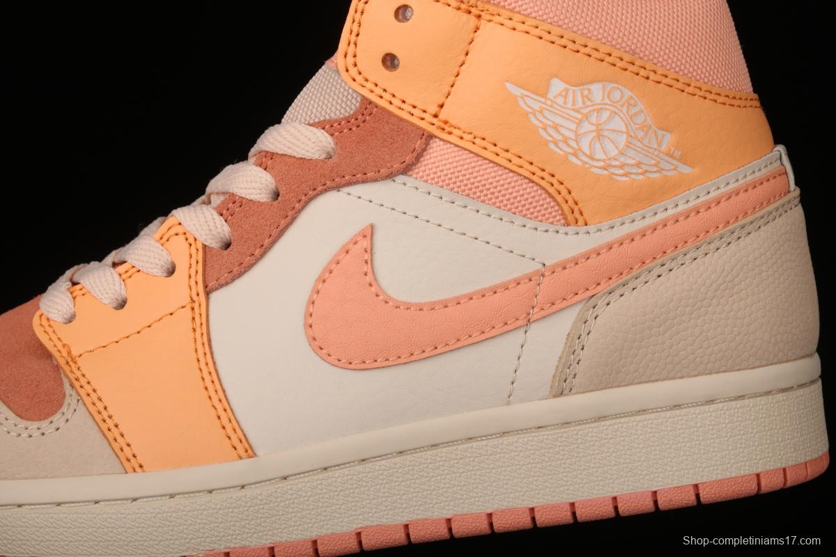 Air Jordan 1 Mid SE Zhongbang Orange Powder splicing Zhongbang Leisure Sports Board shoes DH4270-800