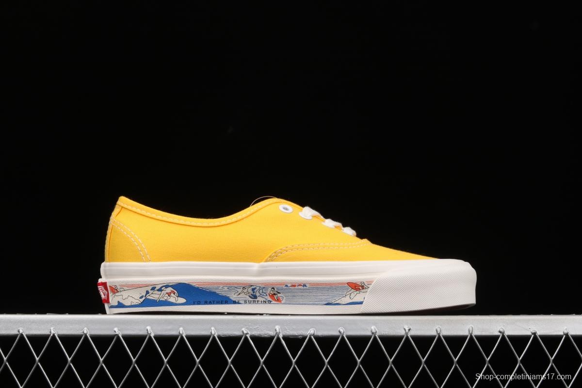 Vans Authentic 44 DX yellow canvas surfing printed Anaheim vintage board shoes VN0A54F241Q