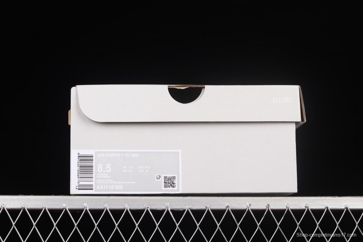 NIKE Air Force 1 Mid'07 3M reflective medium side leisure sports board shoes AA1118-008