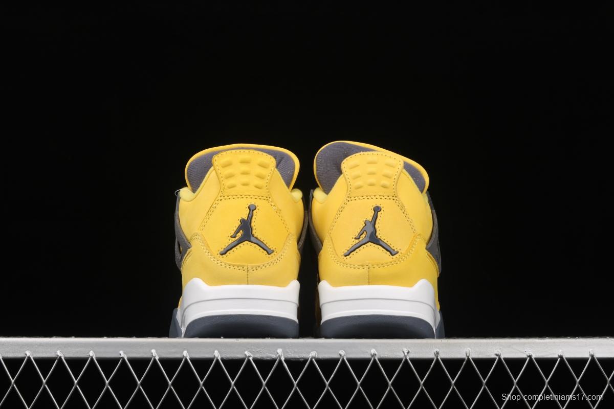 Air Jordan 4 Lightning repeated engraving of white and yellow electric masterbatch basketball shoes CT8527-700