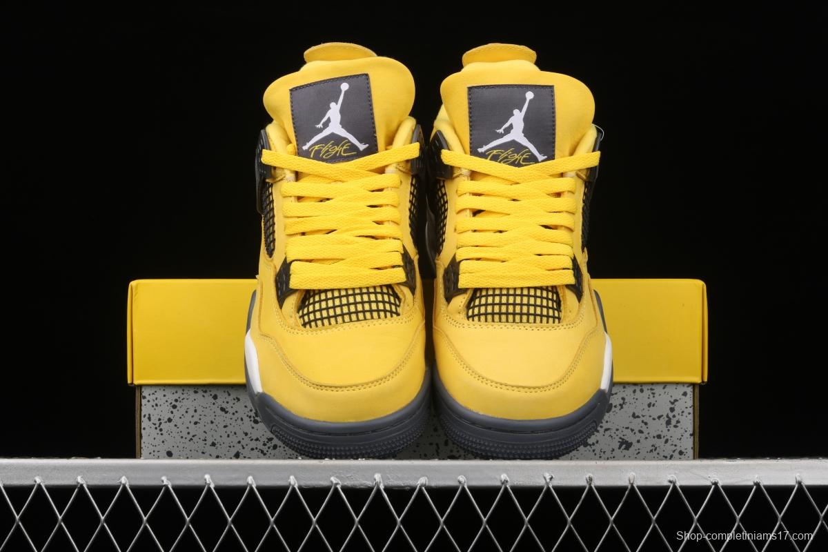 Air Jordan 4 Lightning repeated engraving of white and yellow electric masterbatch basketball shoes CT8527-700