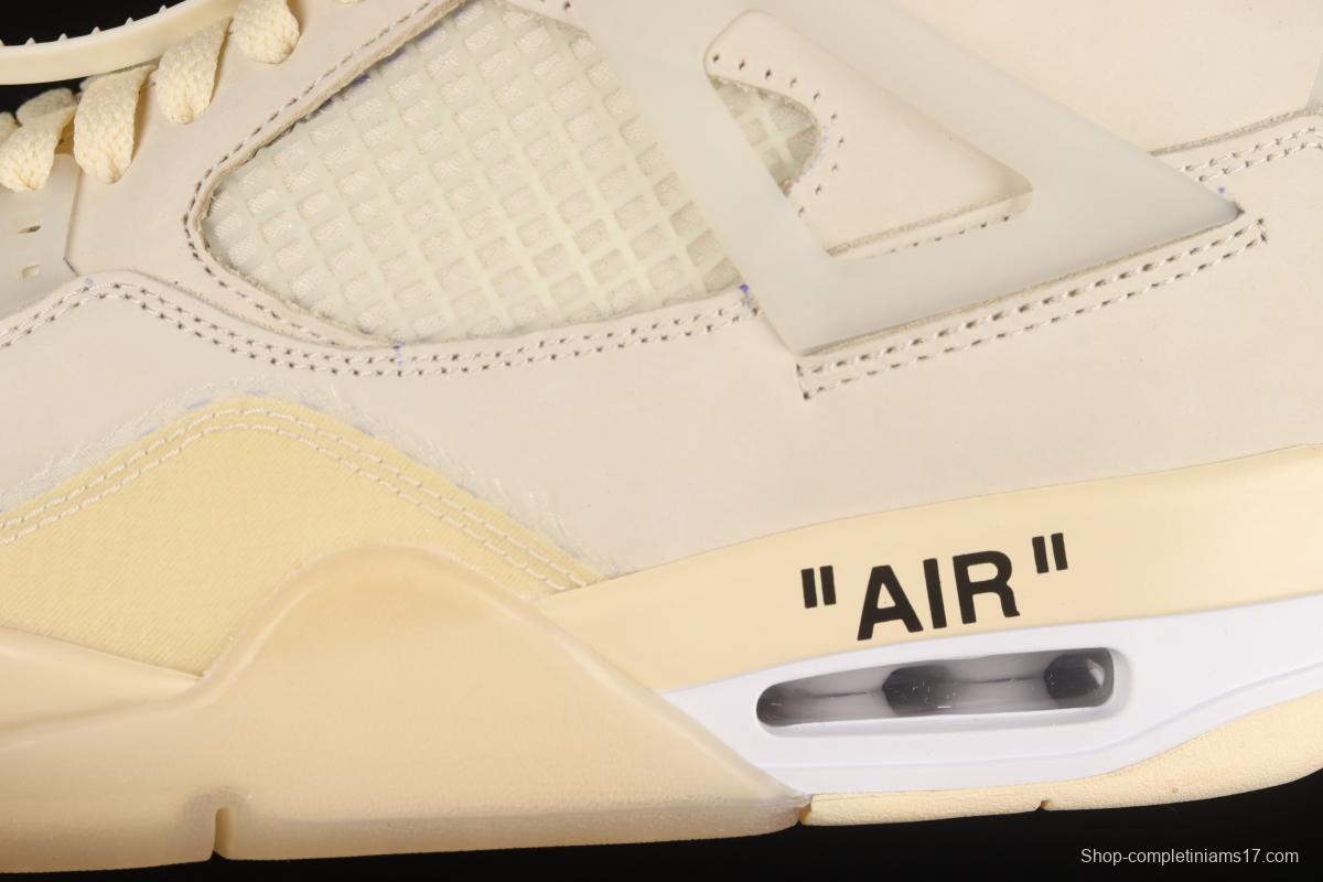 OFF-White x Air Jordan 4 Retro Cream/Sail retro leisure sports culture basketball shoes CV9388-100