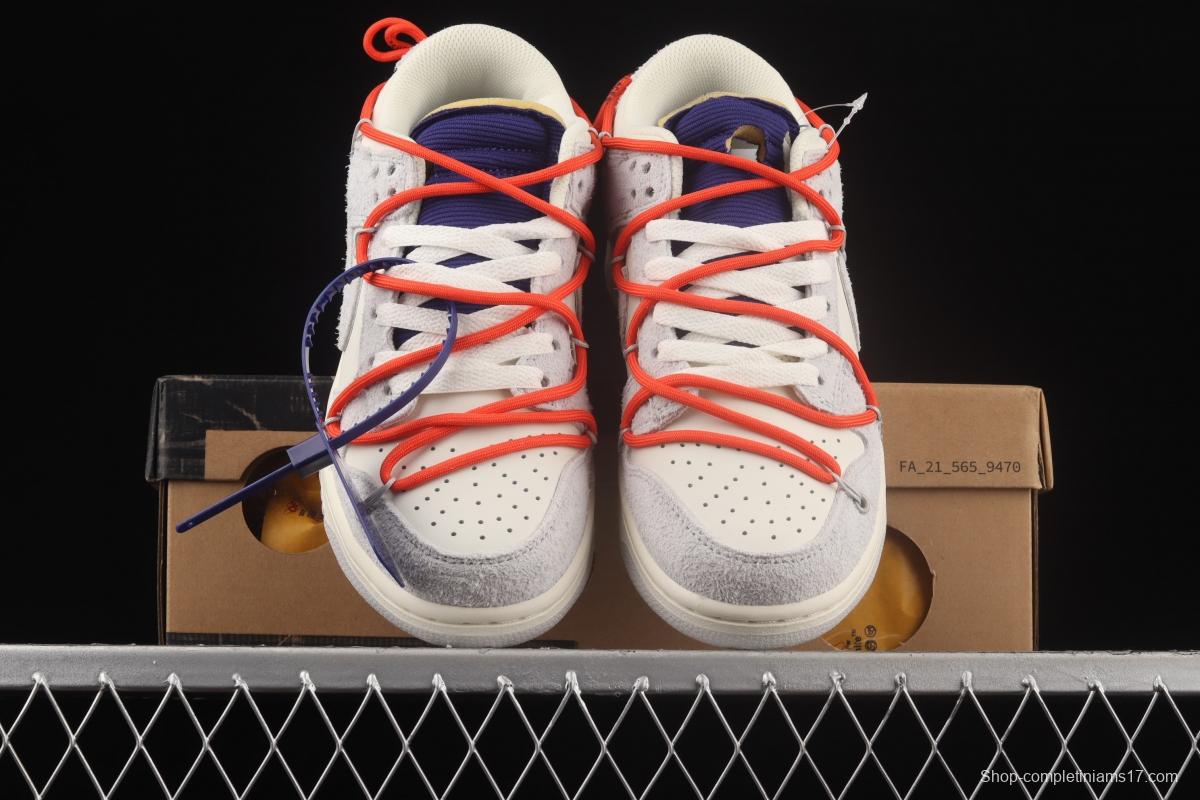 OFF-White x NIKE DUNK Low OW suede SB buckle rebound fashion casual board shoes DJ0950-110,