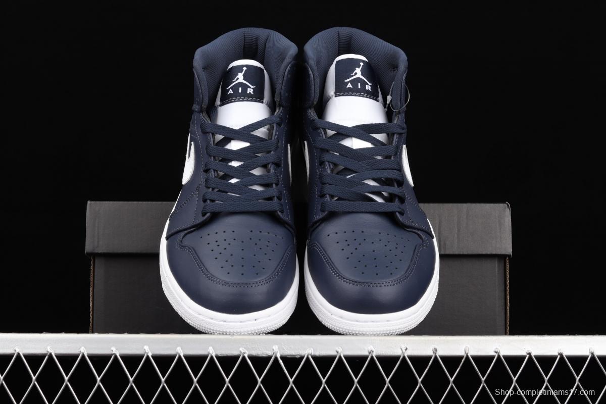 Air Jordan 1 Mid SE dark blue Zhongbang basketball shoes 554724-402