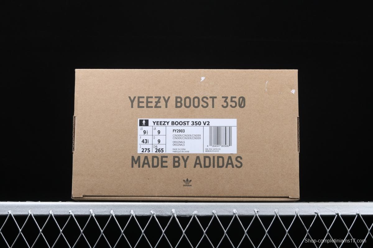 Adidas Yeezy Boost 350 V2 Cinder FY2903 Darth Coconut 350 second generation hollowed-out side transparent black angel color BASF popcorn