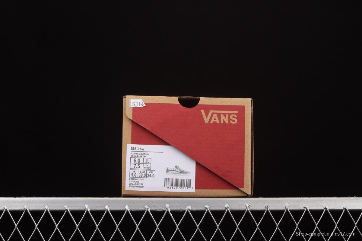 Vans Suede Sk8-Low grey rice and white checkerboard check low-top casual board shoes VN0A4UUK2V4