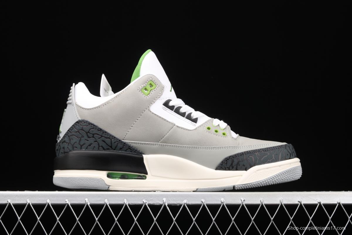 Air Jordan 3 Retro Chlorophyll AJ3 Joe 3 chlorophyll Gray Green manuscript 136064-006