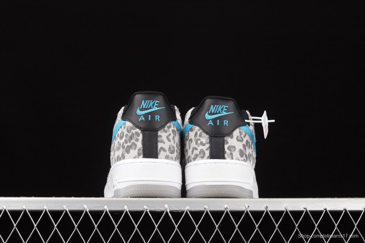 NIKE Air Force 1 Low Leopard gray, white and blue leopard print low-top casual board shoes DDJ6192-001