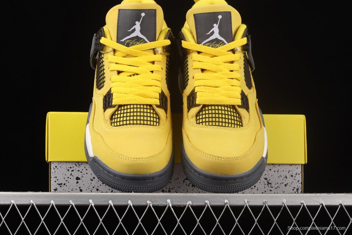 Air Jordan 4 Lightning repeated engraving of white and yellow electric masterbatch basketball shoes CT8527-700