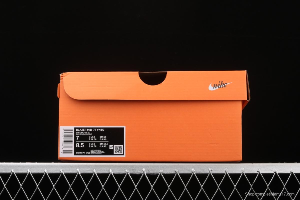 NIKE Blazer Mid'77 Vintage pioneer mandarin duck double hook retro high-top leisure board shoes CW7073-100