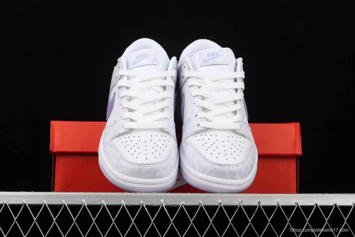 NIKE SB DUNK Low Prm white light purple color SB buckle rebound fashion leisure board shoes DM9467-500