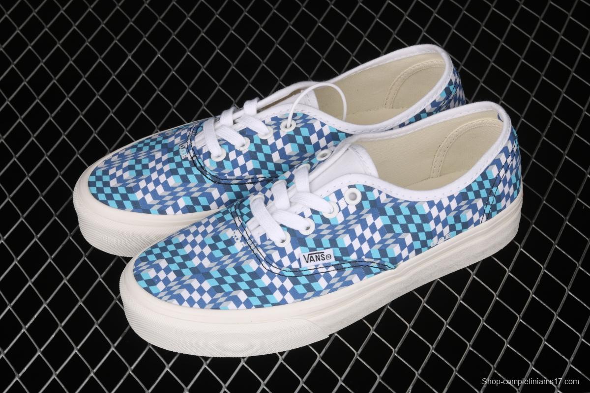 DOE x Vans Authentic chessboard blue and white low-top casual board shoes VN0A4ODU2DJ