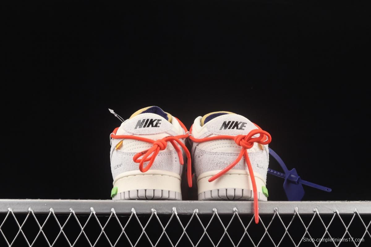 OFF-White x NIKE DUNK Low OW suede SB buckle rebound fashion casual board shoes DJ0950-110,