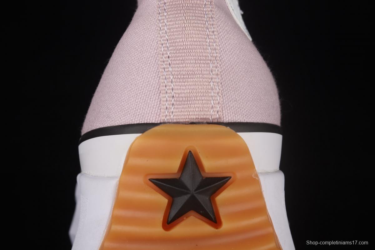 Converse Run Star Hike Converse pink raw rubber heightened thick sole shoes 171668C