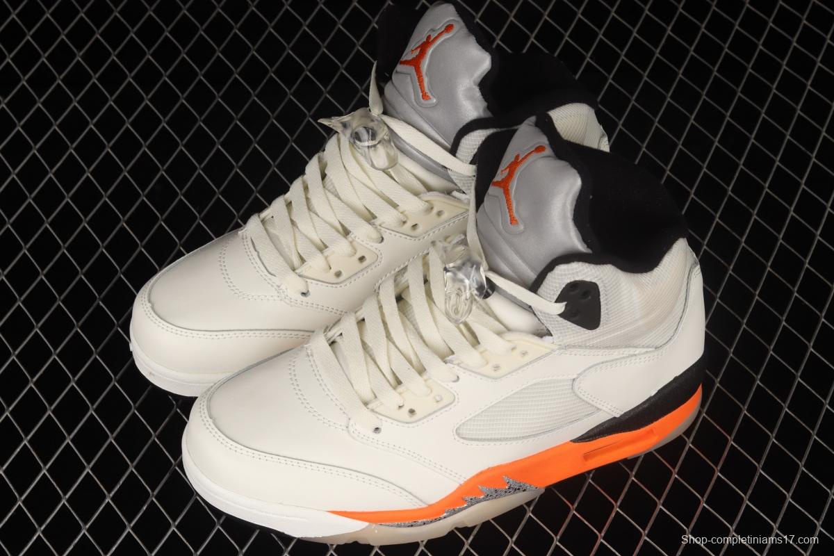 Air Jordan 5 Shattered Backboard white orange buckle shredded high top basketball shoes DC1060-100