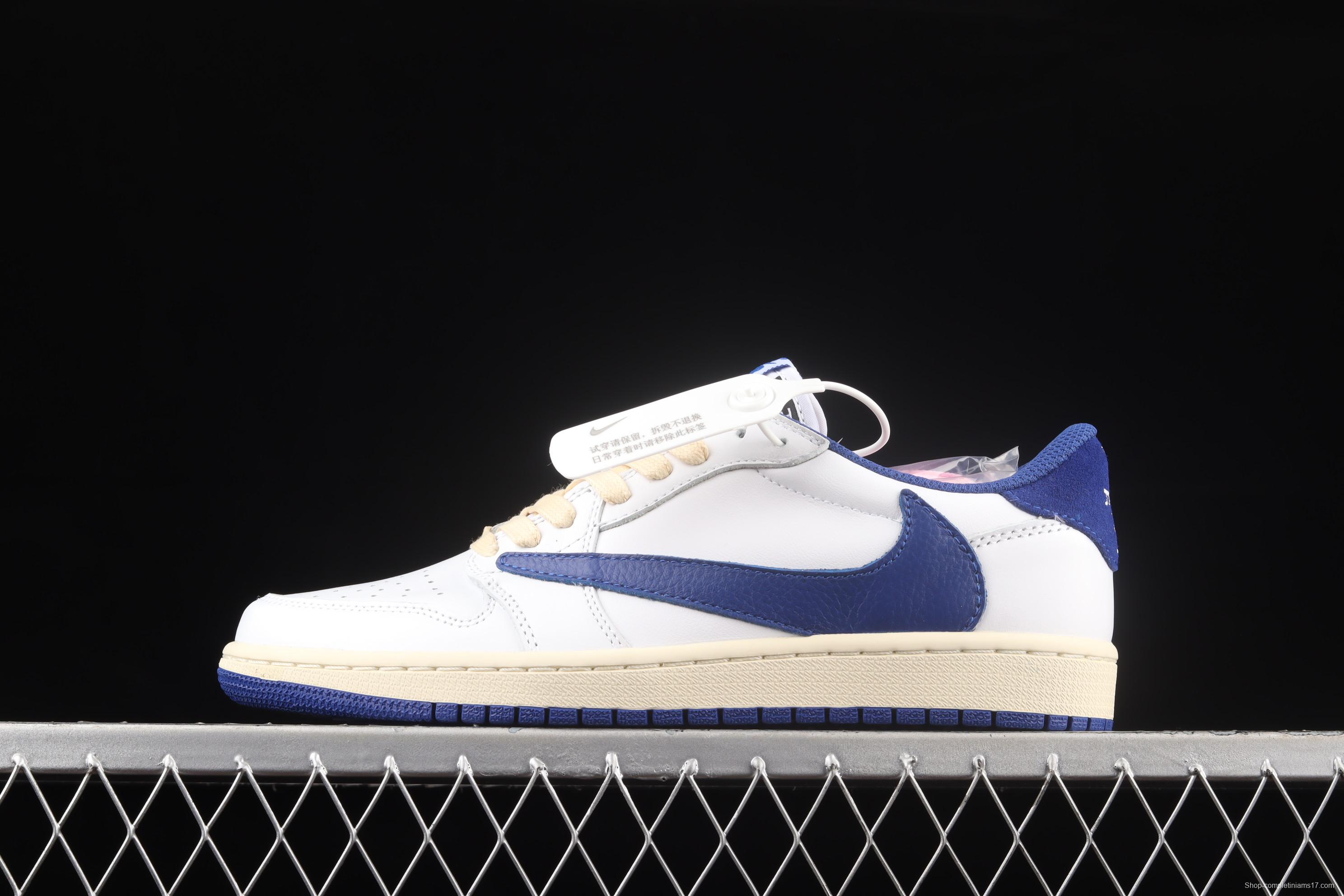 Travis Scott x Air Jordan 1 Low white blue inverted low top cultural board shoes DM9868-218