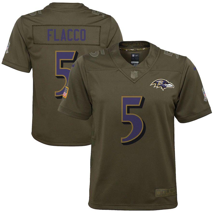 Youth Joe Flacco Olive Salute to Service Player Limited Team Jersey