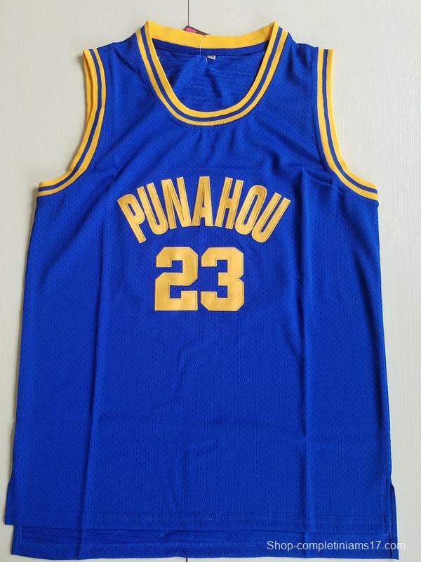 EJ Barack Obama 23 Punahou High Blue Basketbal Jersey