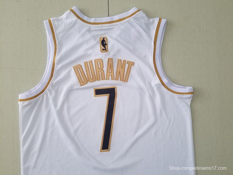 Kevin Durant 7 White Golden Edition Jersey