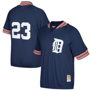 Men's Kirk Gibson Navy Cooperstown Collection Mesh Batting Practice Quarter-Zip Throwback Jersey