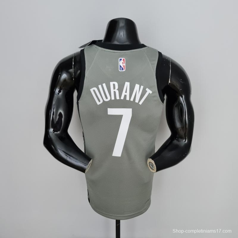 75th Anniversary Durant #7 Brooklyn Nets City Edition Gray NBA Jersey