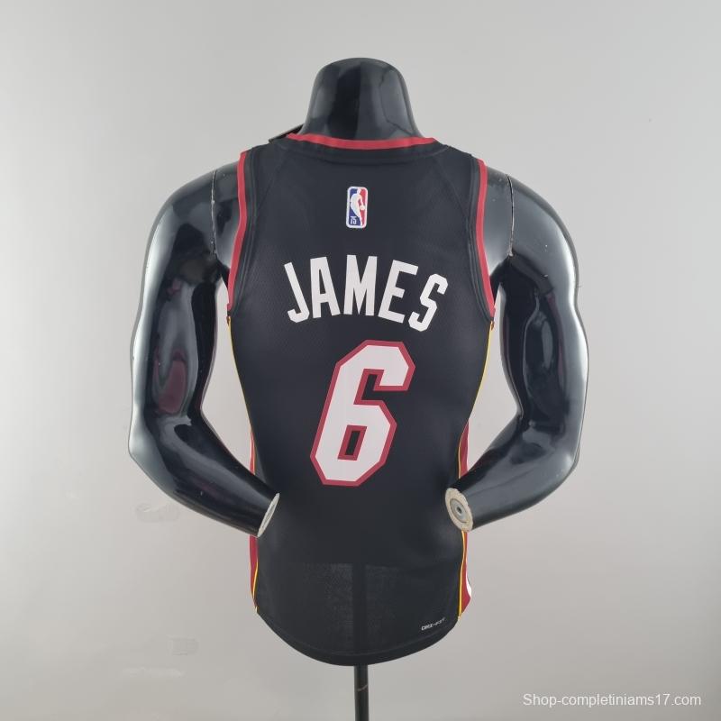 75th Anniversary Miami Heat JAMES #6 Black NBA Jersey