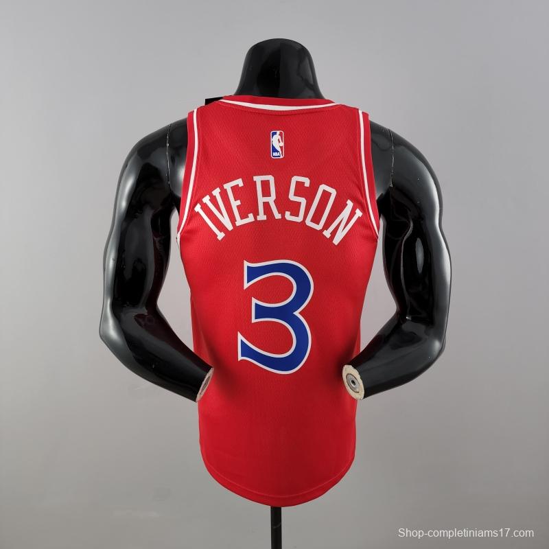 Rookie Philadelphia 76ers Iverson #3 Red NBA Jersey 