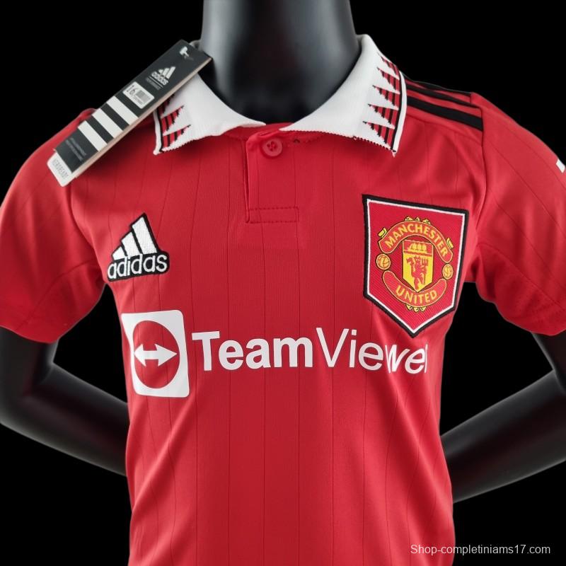 22/23 Kids Kit Manchester United Home 16-28 Soccer Jersey