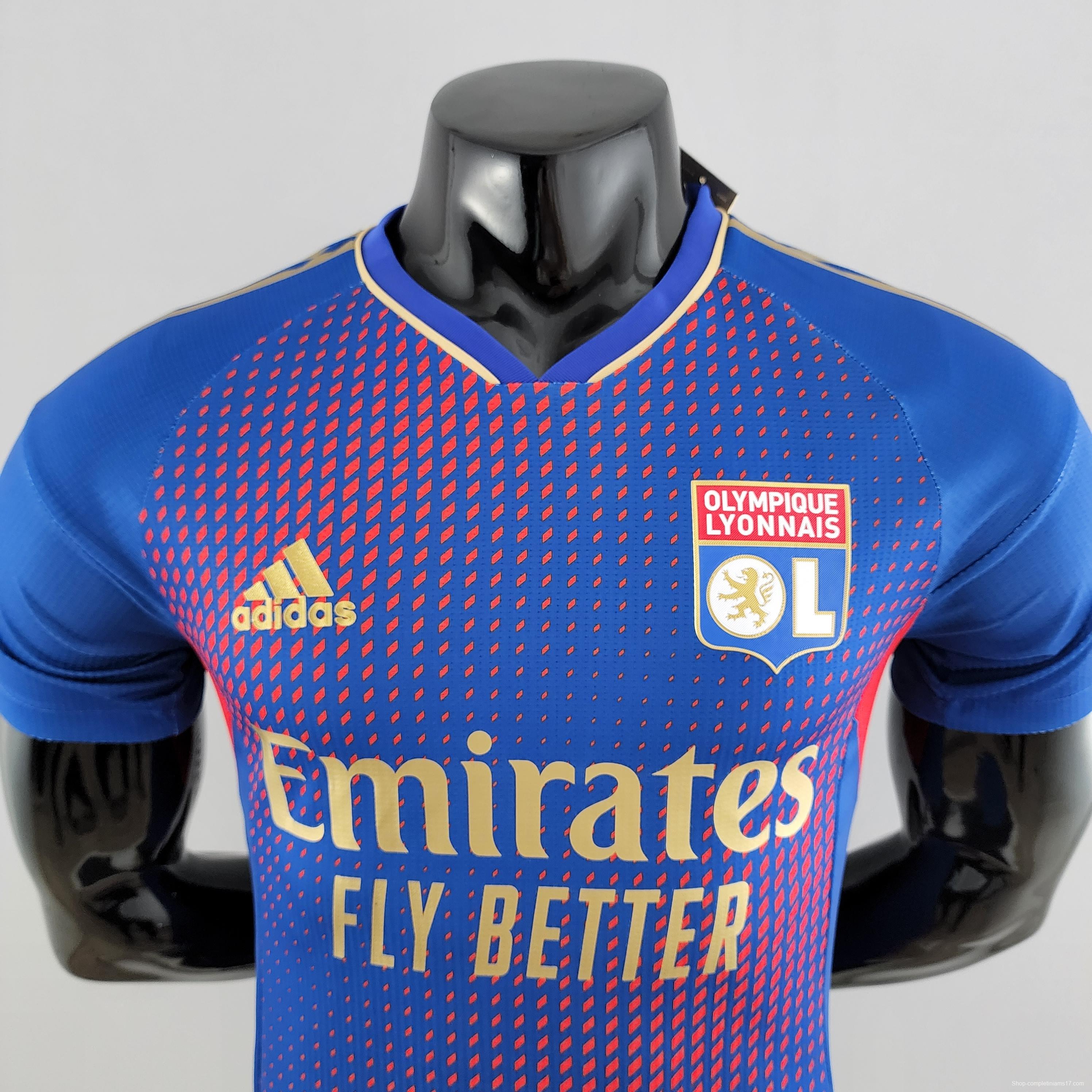 Player Version 22/23 Lyon Forth Blue Soccer Jersey