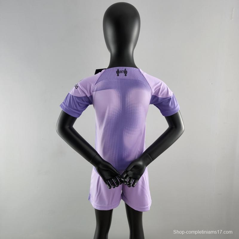 22/23 Liverpool Kids Kit Goalkeeper Purple Soccer Jersey