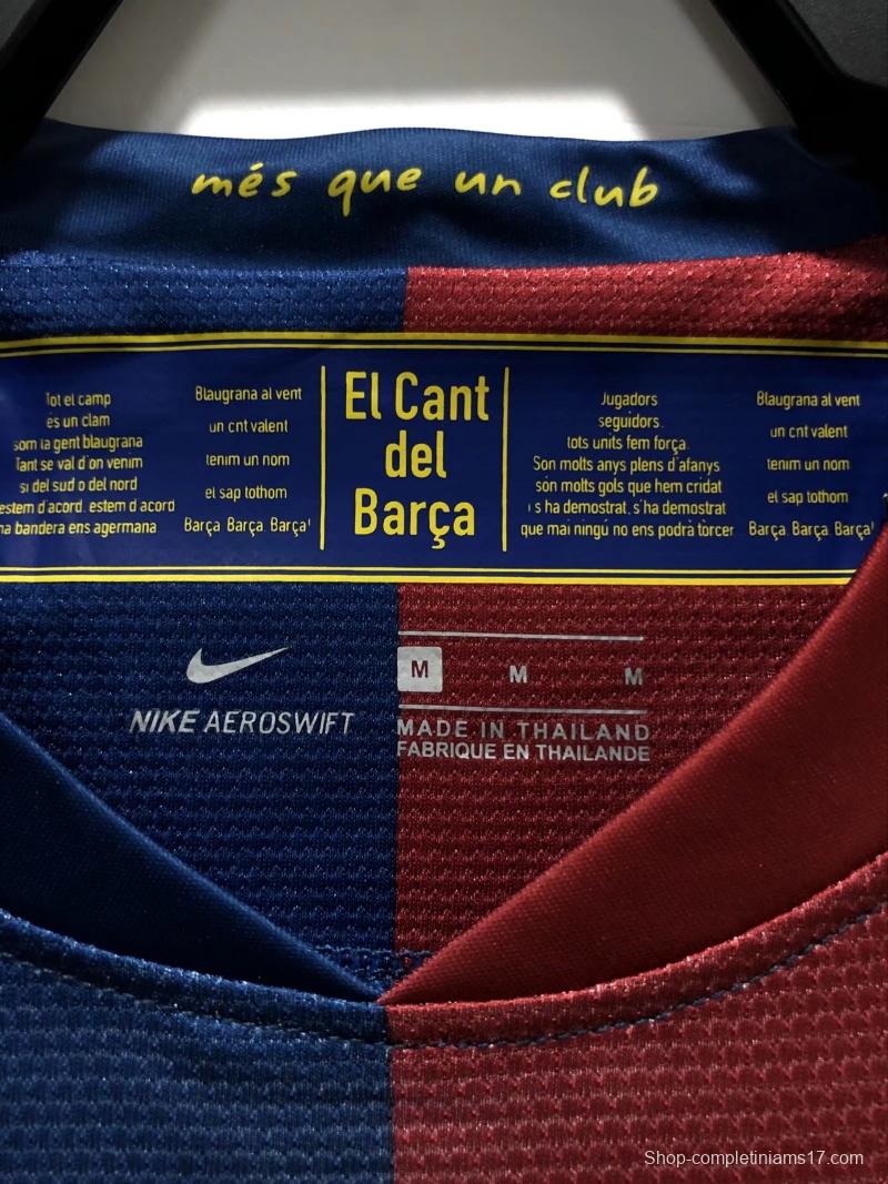 Retro 08/09 Long SLeeve Barcelona Home Champions Version Soccer Jersey