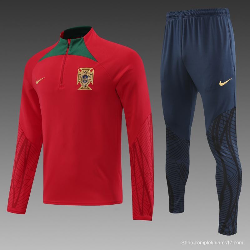 2022 Portugal Red Half Zipper Tracksuit