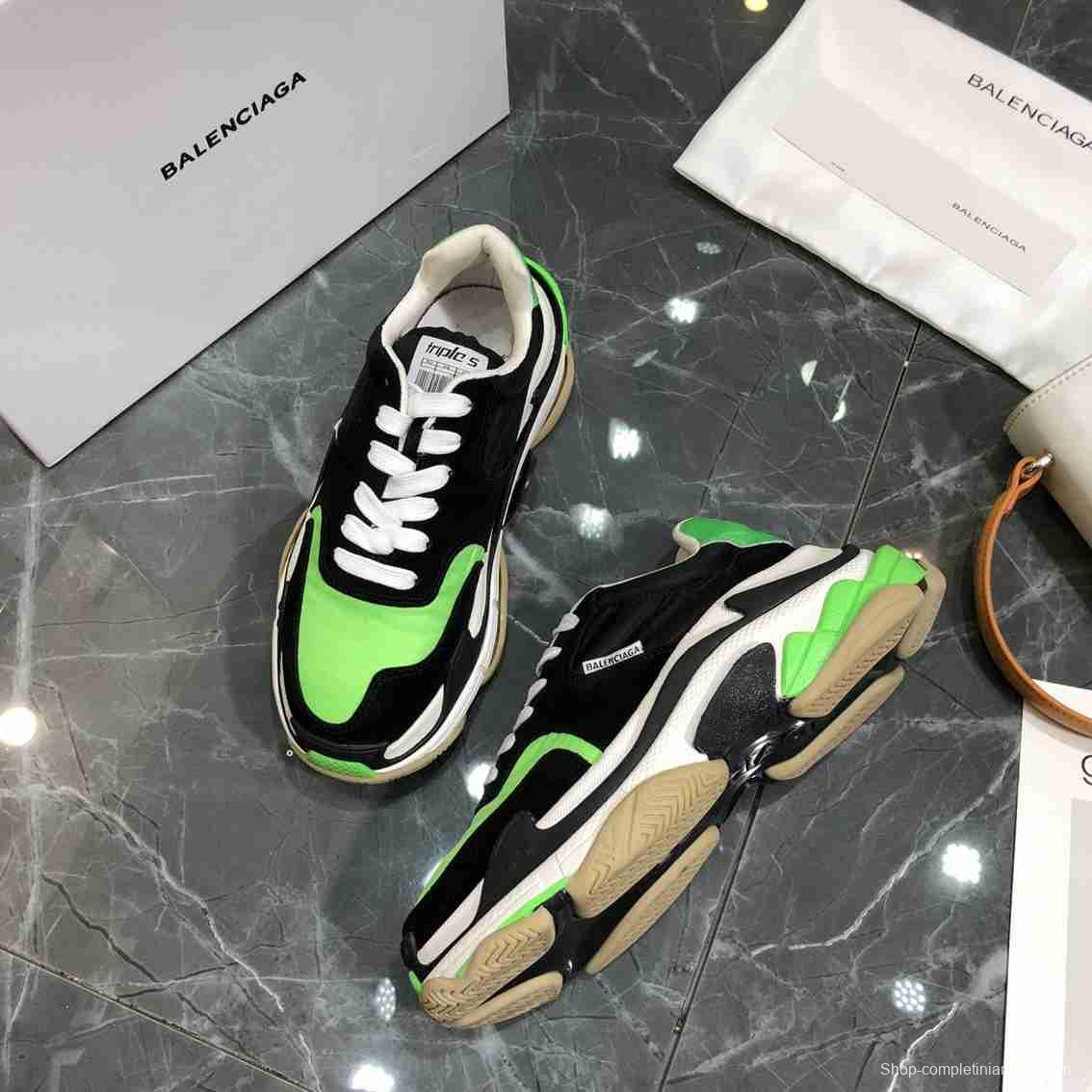 Men/Women Balenciaga Triple S 2.0 Sneaker Black/Green Item 6380340