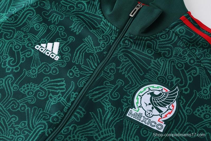 2022 Mexico Dark Green Full Zipper Tracksuit