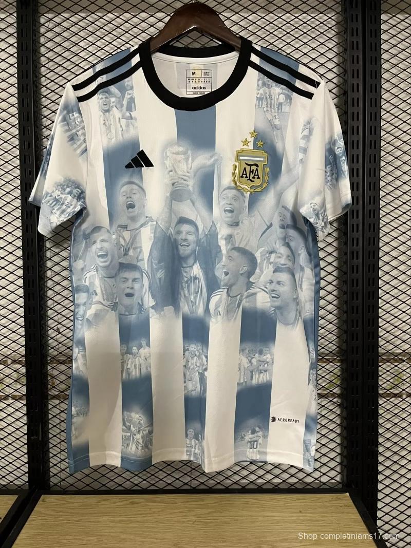 3 Stars 2022 Argentina Campeones Mundo Home Special Jersey