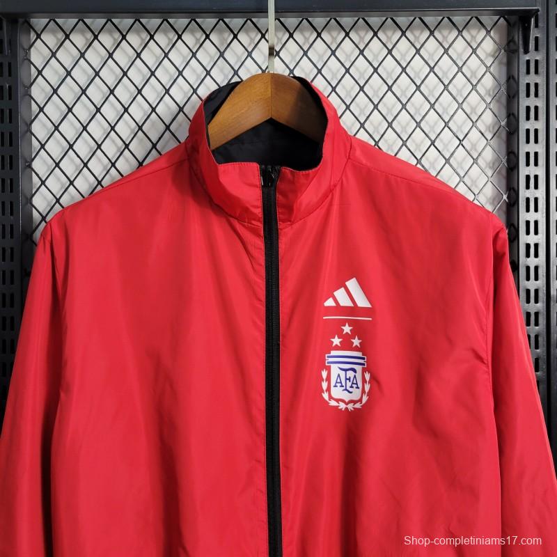 2023 Reversible 3-star Argentina Red/Black Windbreaker