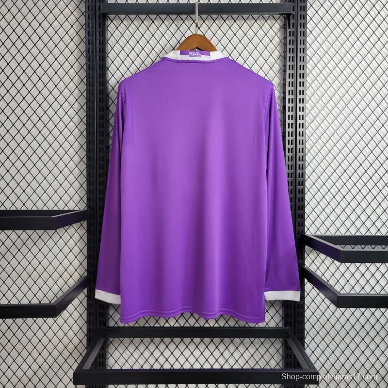 Retro Long Sleeve Real Madrid 17/18 Away Purple Jersey