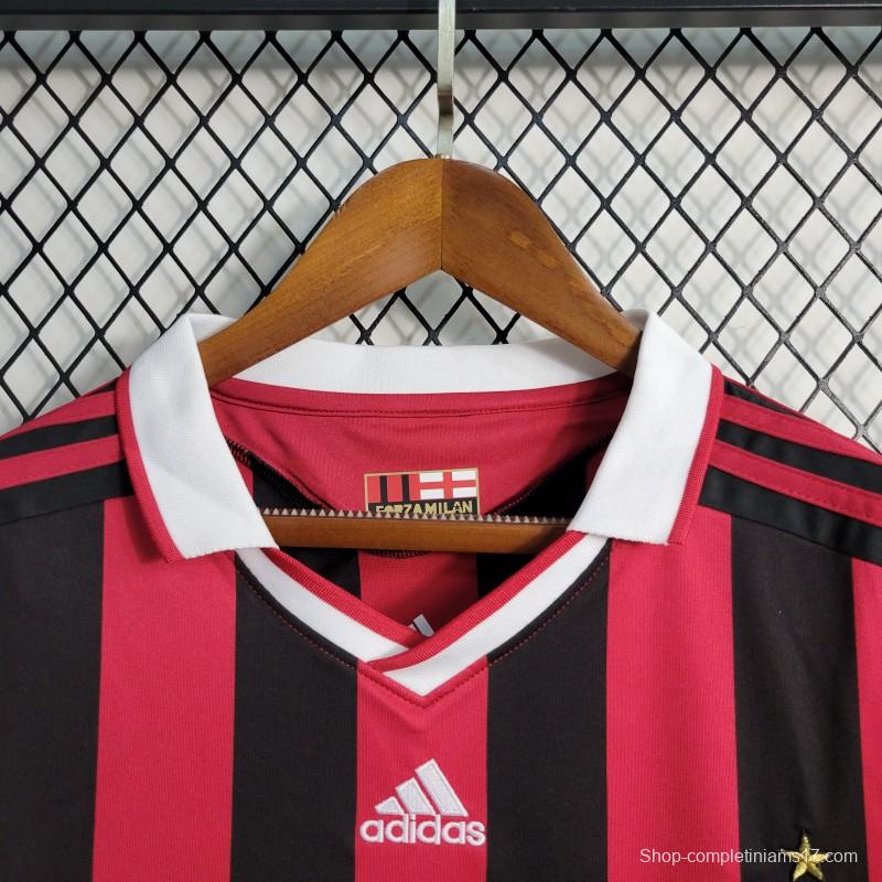 Retro Long Sleeve 2009-10 AC Milan Home Jersey