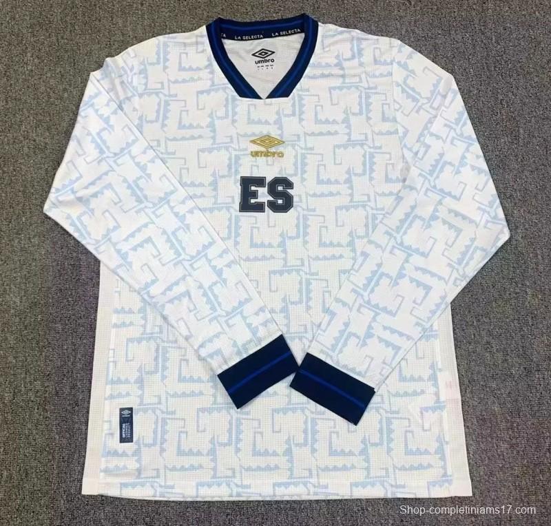 2023 El Salvador Away White Long Sleeve Jersey