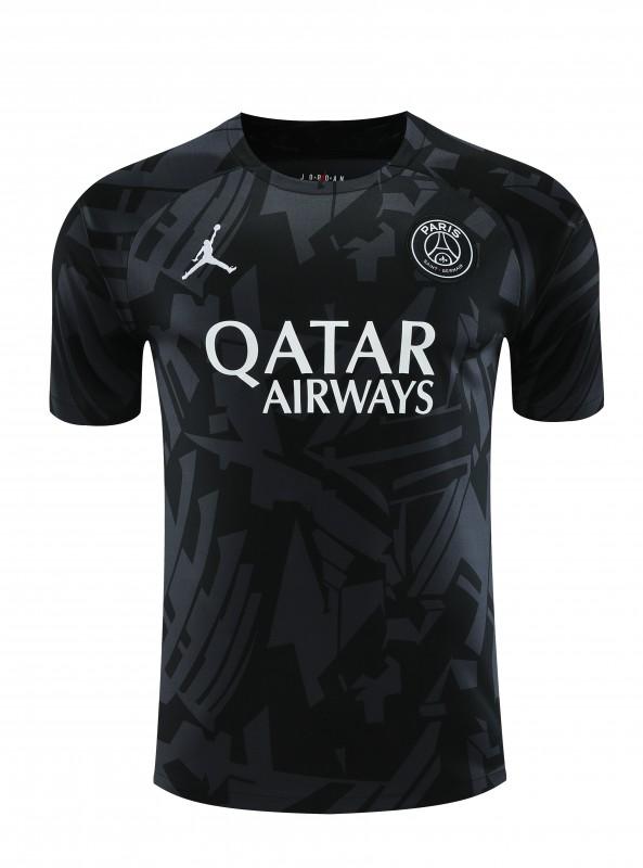 23-24 PSG Black Pattern Short Sleeve+Shorts