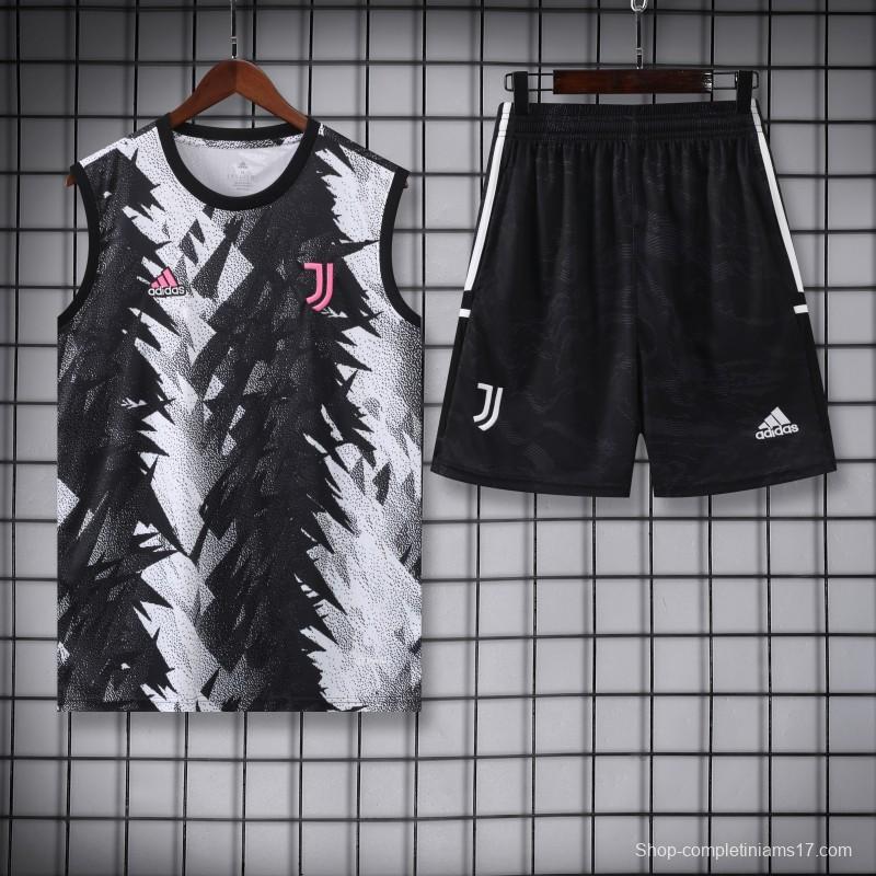 23-24 Juventus Black White Vest Jersey+Shorts