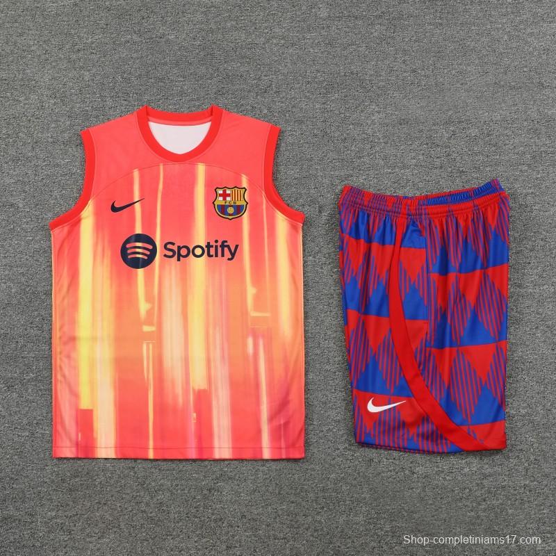 23-24  Barcelona Orange Vest Jersey+Shorts