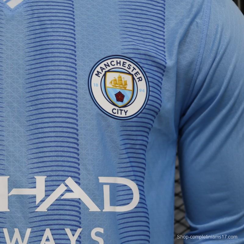 Player Version 23/24 Manchester City Home Long Sleeve Jersey