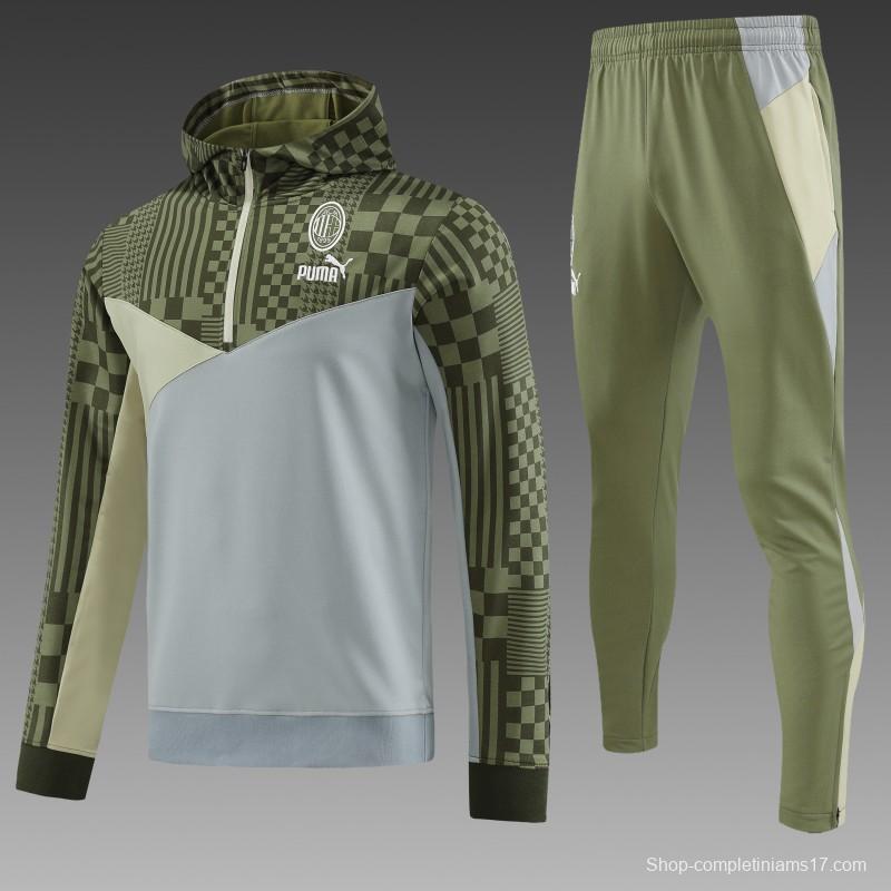 23/24 PUMA Green Grey Hoodie Half Zipper Jacket+Pants