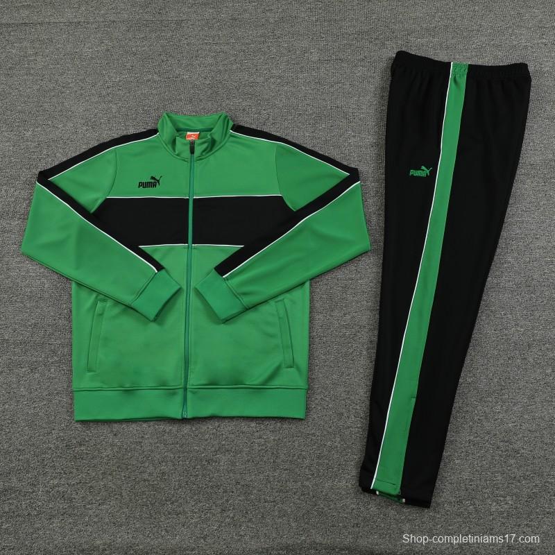 23/24 Puma Green Black Full Zipper Jacket+Pants